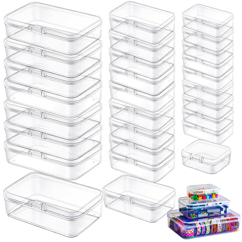 LJY 28 Pieces Mixed Sizes Rectangular Empty Mini Plastic Storage Containers With Lids For Small Items And Other Craft Projects Plastic Containers For Organizing Small Storage Containers - Image 1